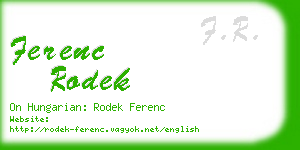 ferenc rodek business card